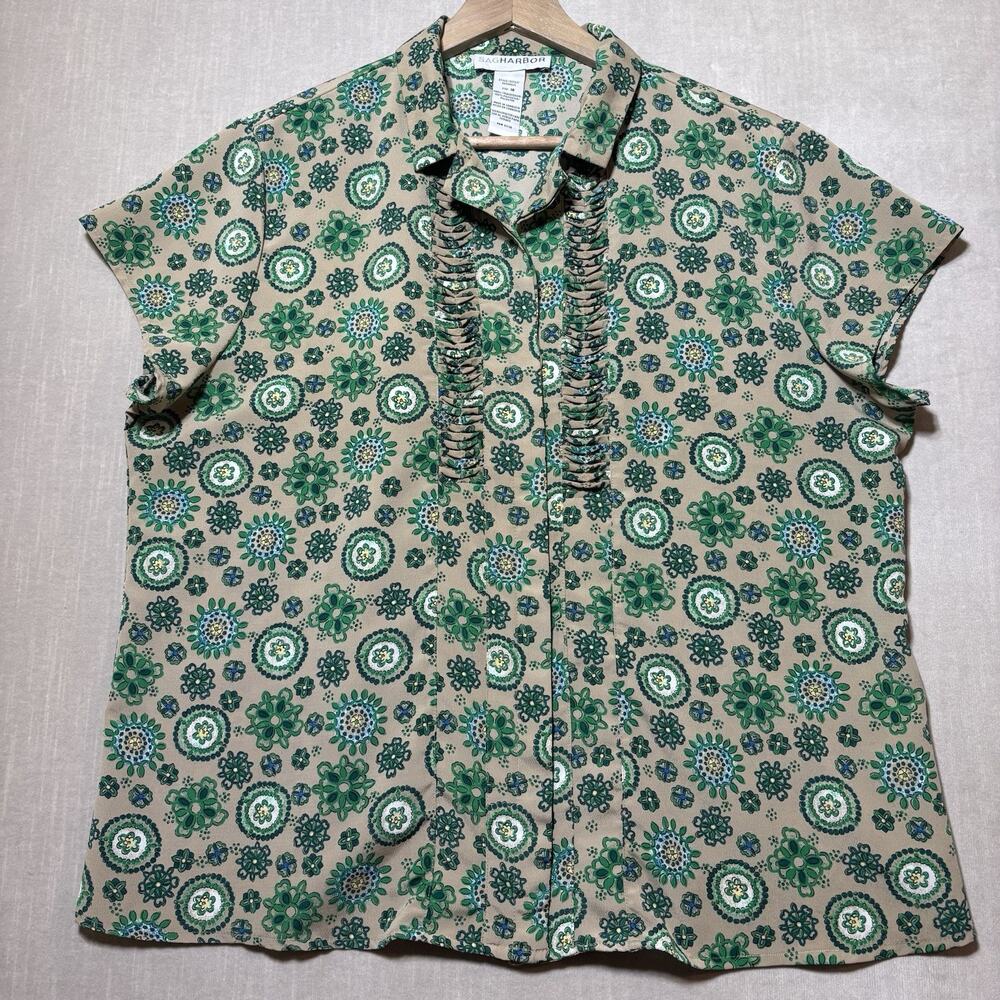 Sag Harbor Blouse Womens 18 Ruffle Front Boho Cottagecore